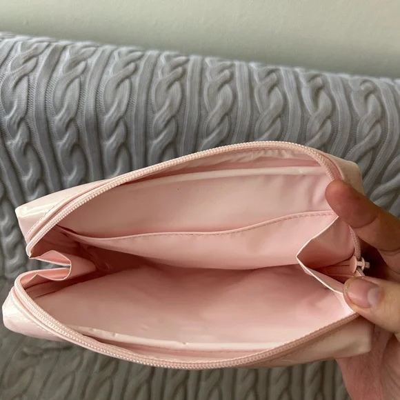 Dior Pink and White Cosmetic Bag with Gold Accent - Picture 3 of 4